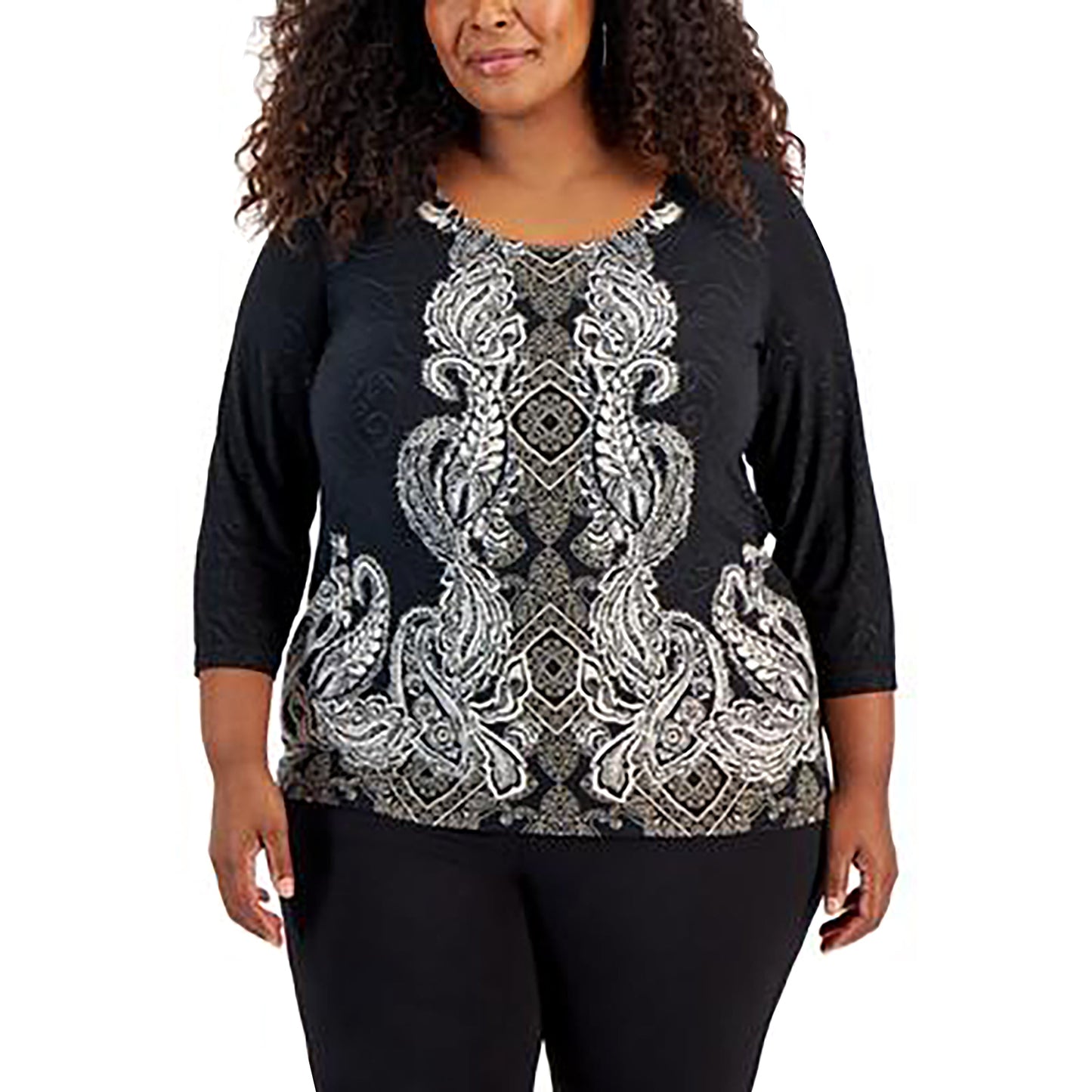 Plus Size Runway Etch Jacquard Knit Top