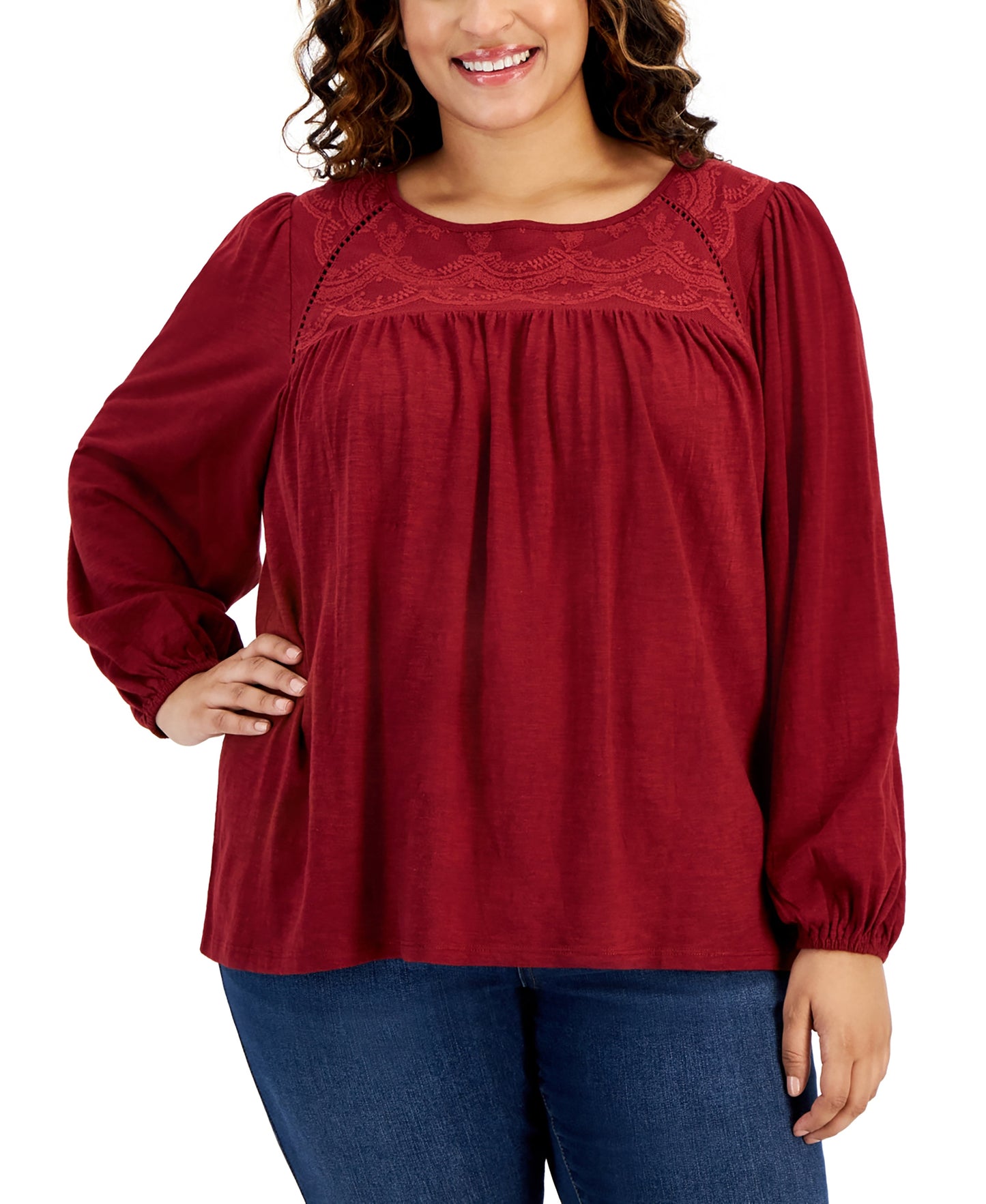 Plus Size Lace Knit Top