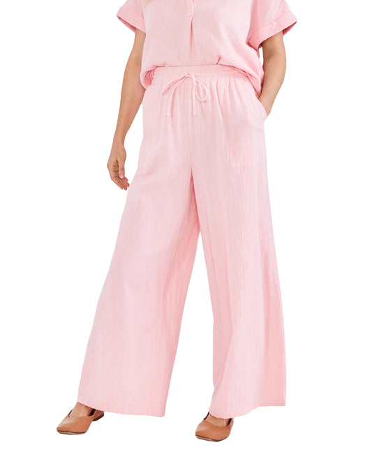 Petite Gauze Wide-Leg Pull-On Pants
