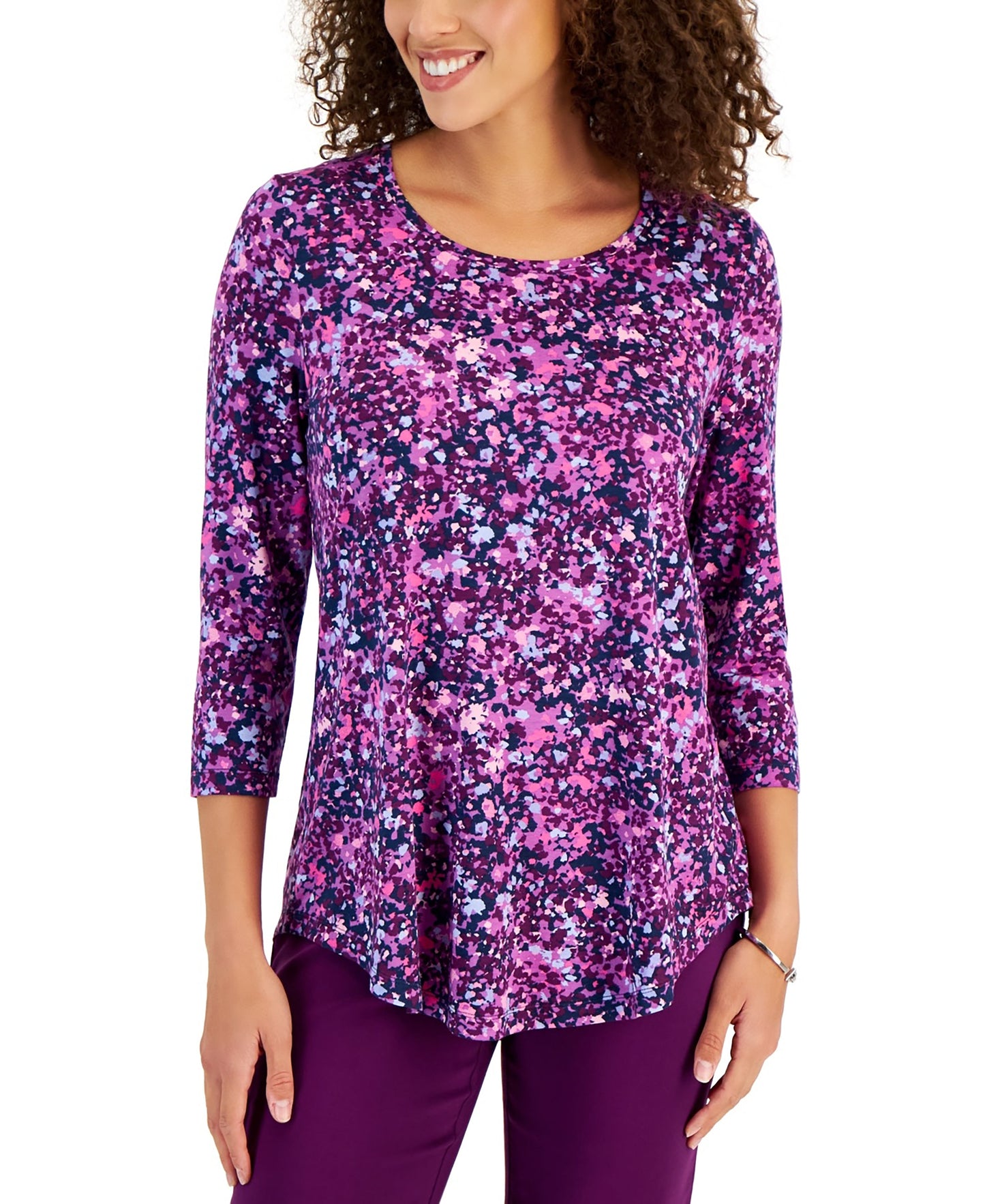 Petite Sea Of Petals 3/4-Sleeve Top