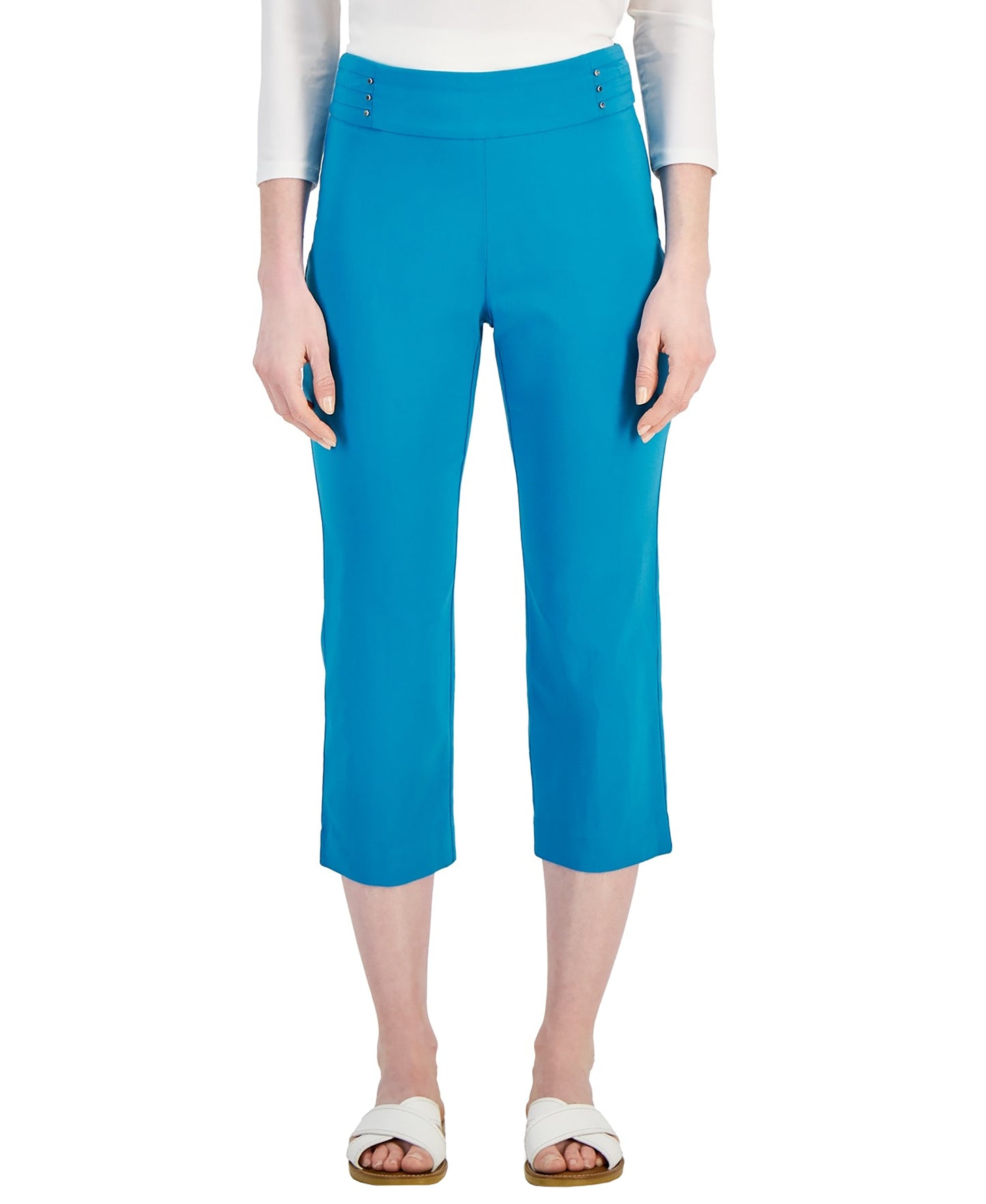 Women's Pull On Slim-Fit Rivet Detail Cropped Pants