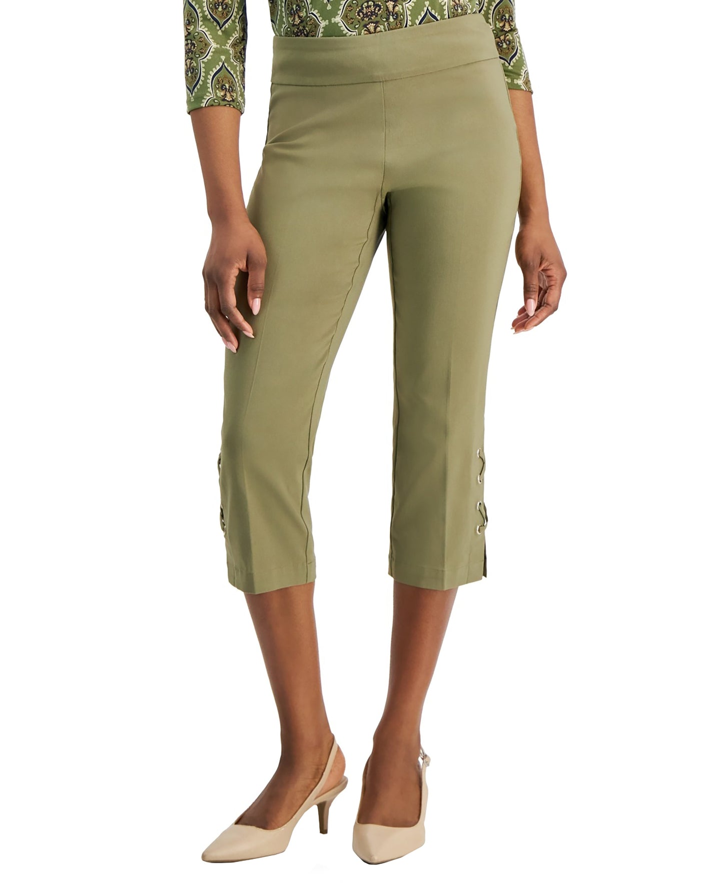 Petite Side-Lace-Up Capri Pants