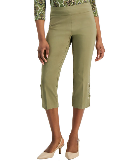 Petite Side-Lace-Up Capri Pants