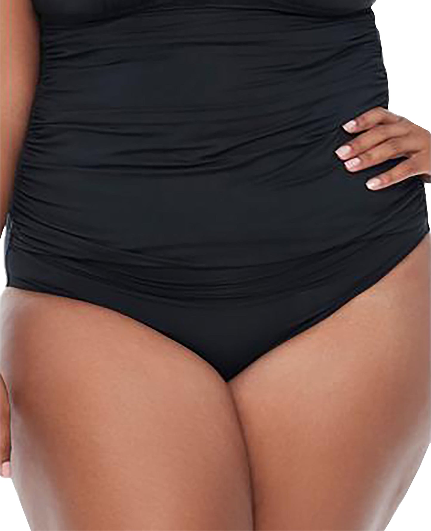 Plus Size Shirred High-Waist Swim Bottoms