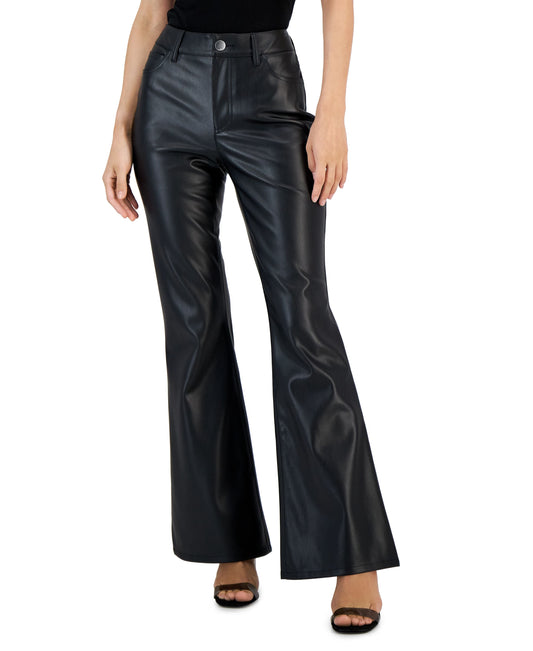 Petite Faux-Leather Flare-Leg Pants