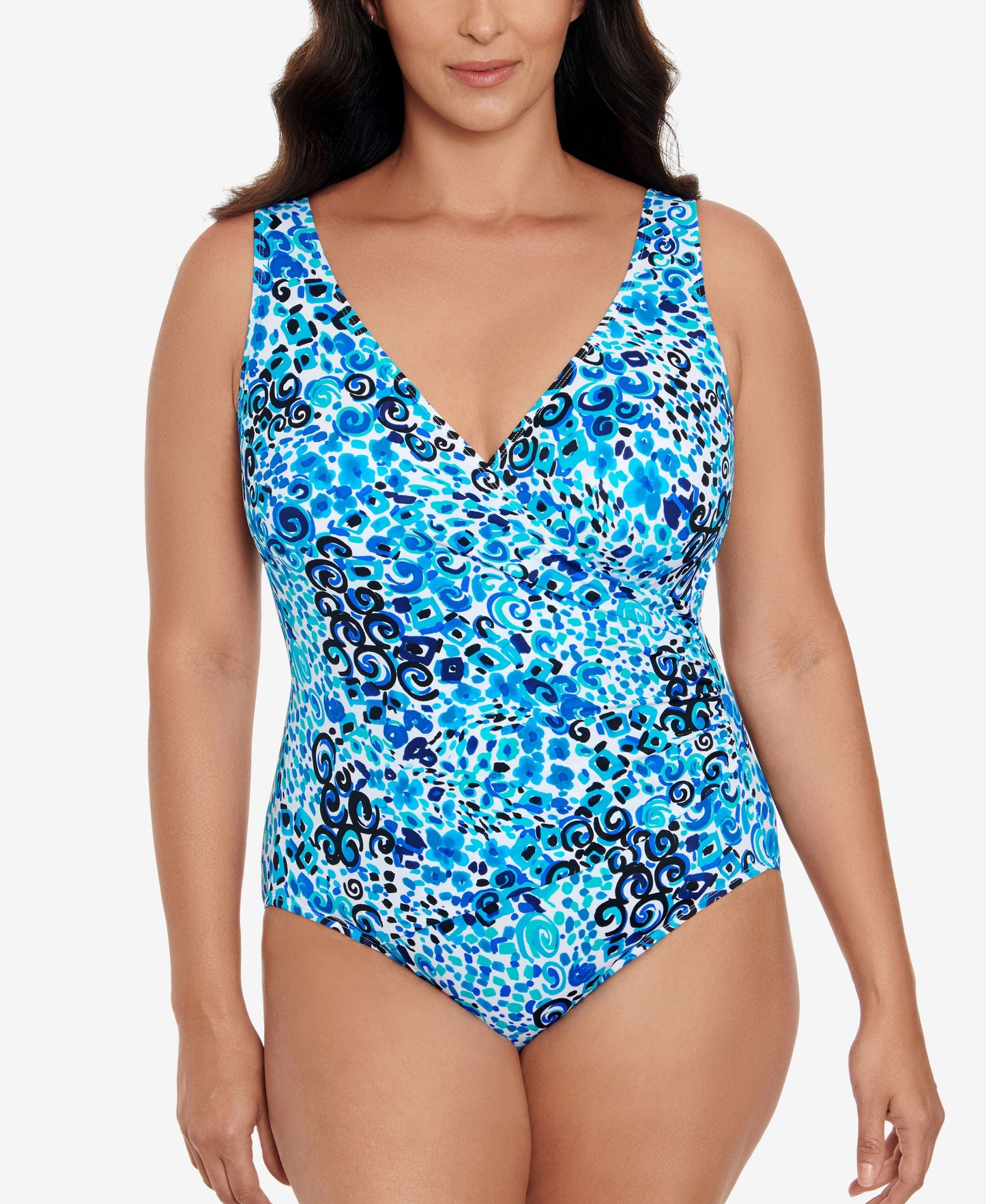 Women's Side-Shirred Tummy-Control One-Piece Swimsuit