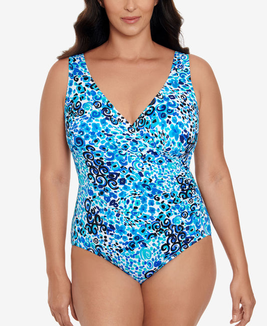 Women's Side-Shirred Tummy-Control One-Piece Swimsuit