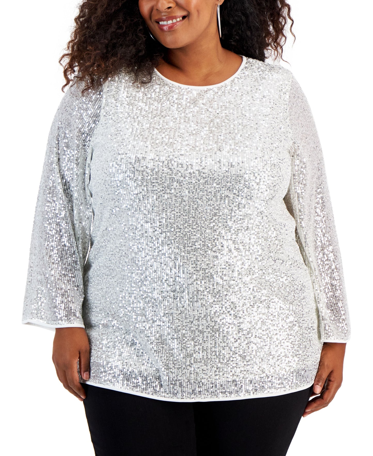 Plus Size Sequined Pullover Tunic