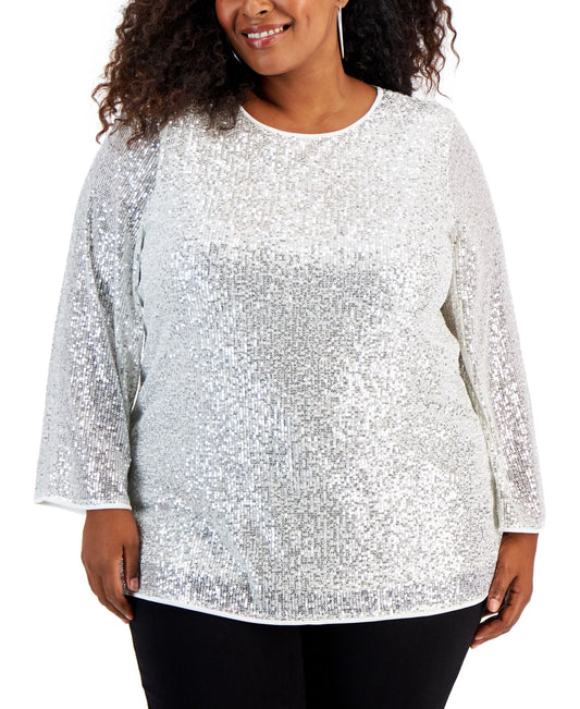 Plus Size Sequined Pullover Tunic