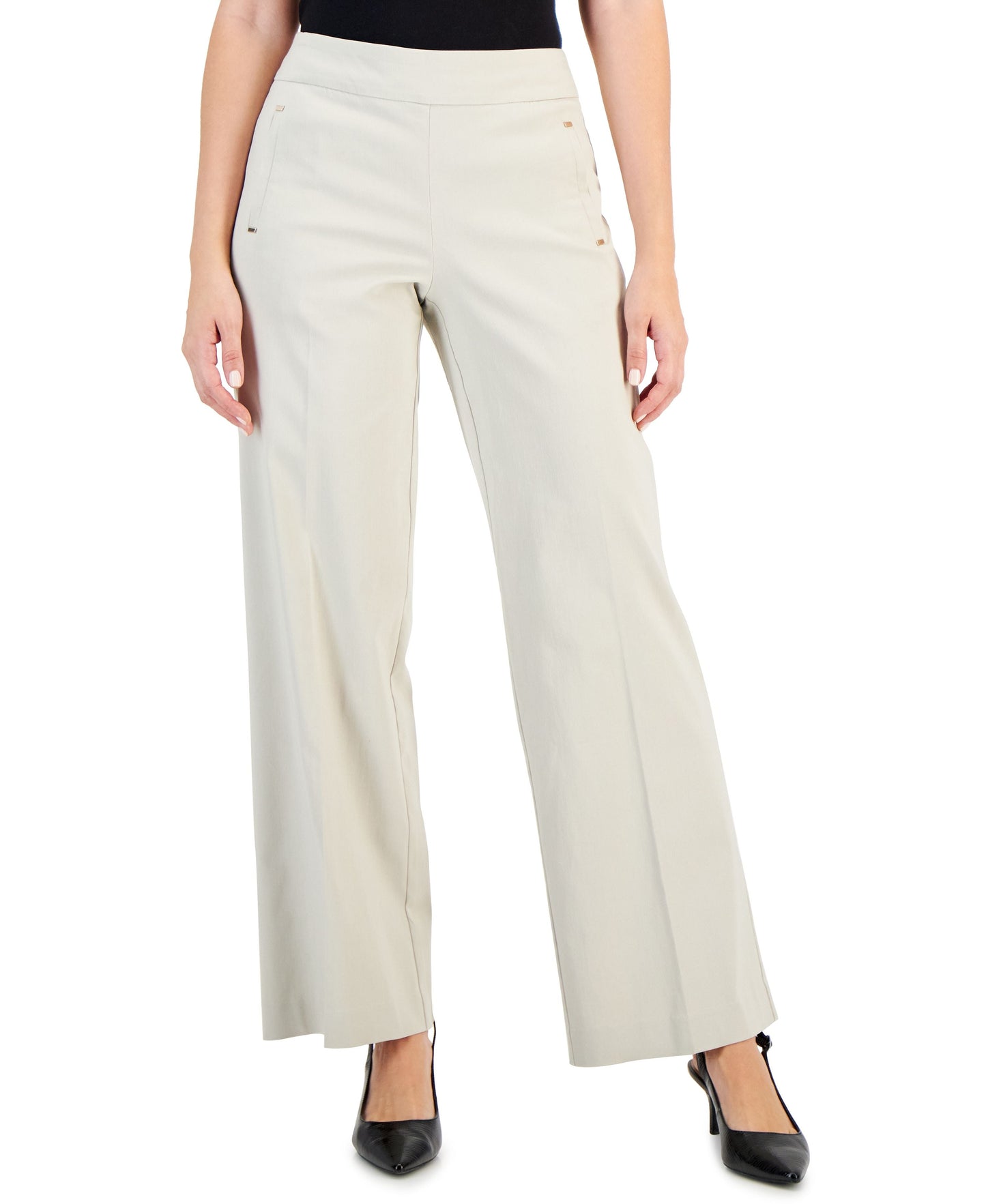 Petite Wide Leg Pull On Pants