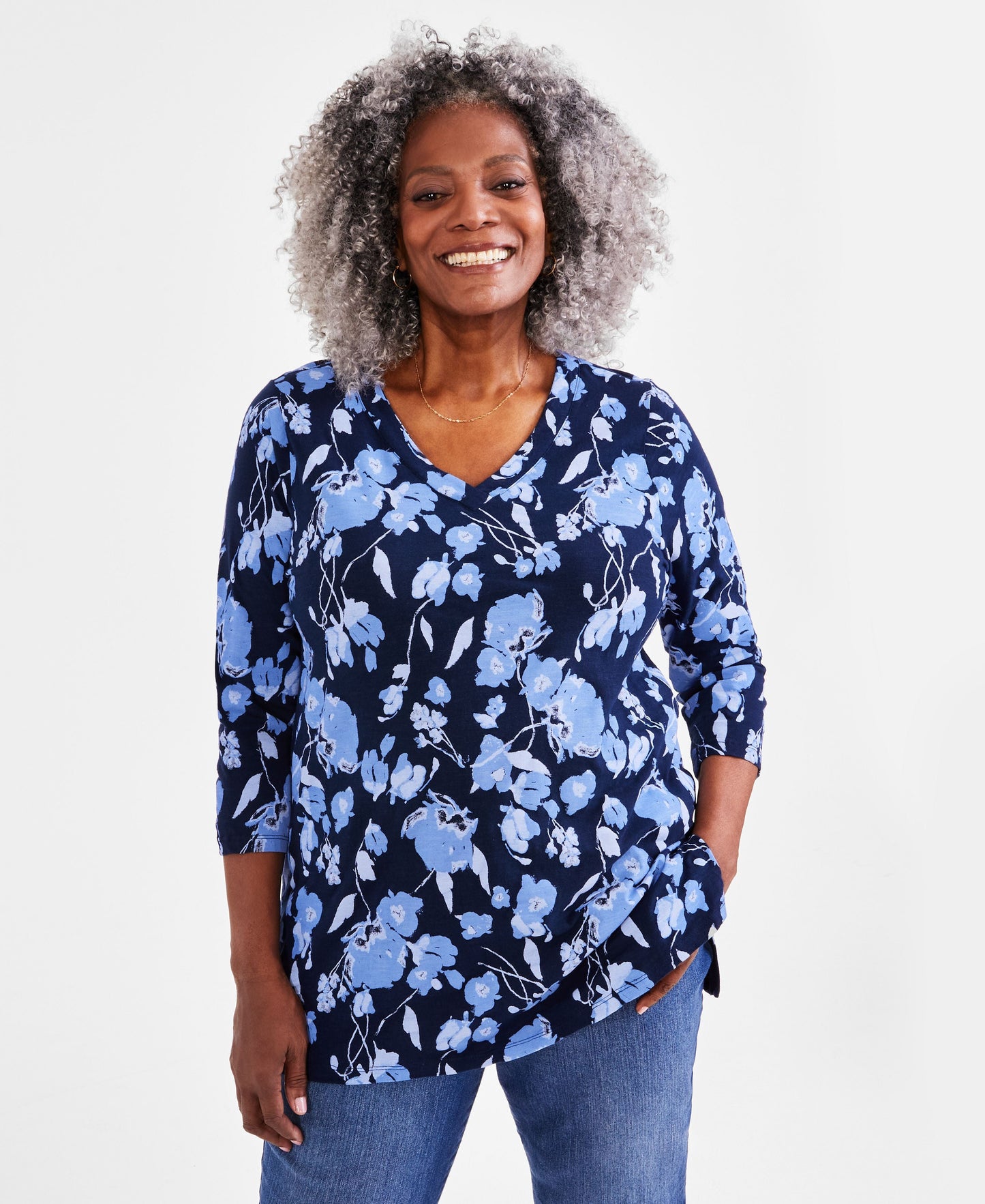 Plus Size Floral-Print Tunic