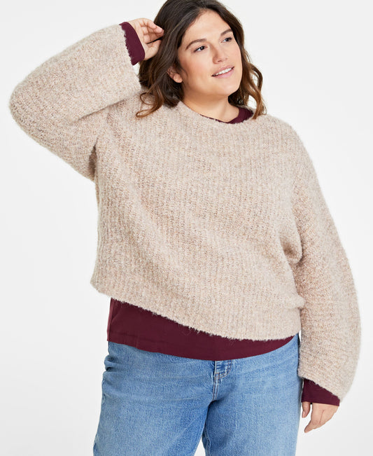 Plus Size Marled Boucl� Sweater