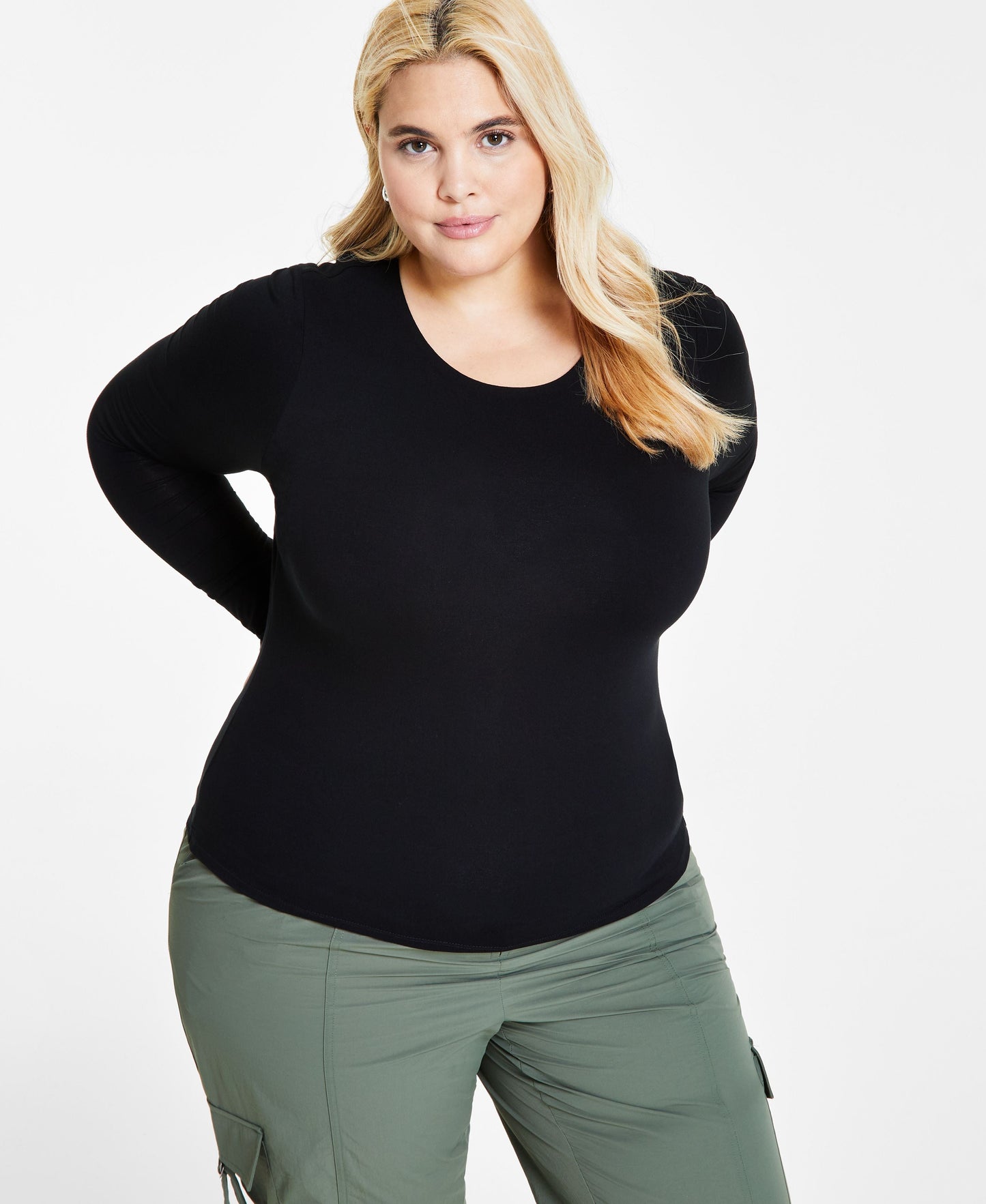 Plus Size Long-Sleeve Jersey Knit Top