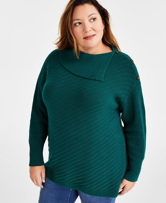 Plus Size Envelope-Neck Sweater
