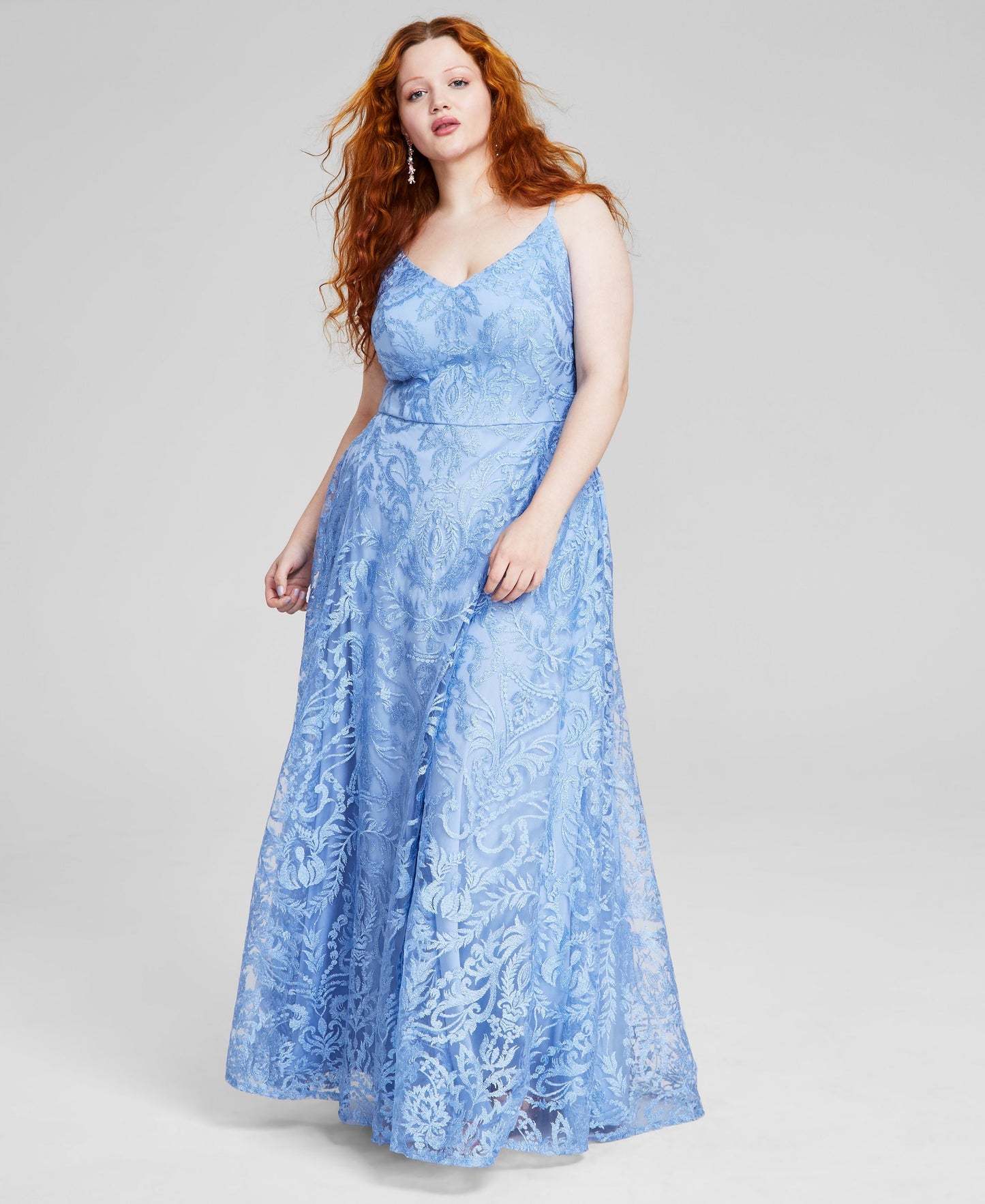 Trendy Plus Size Embroidered Gown