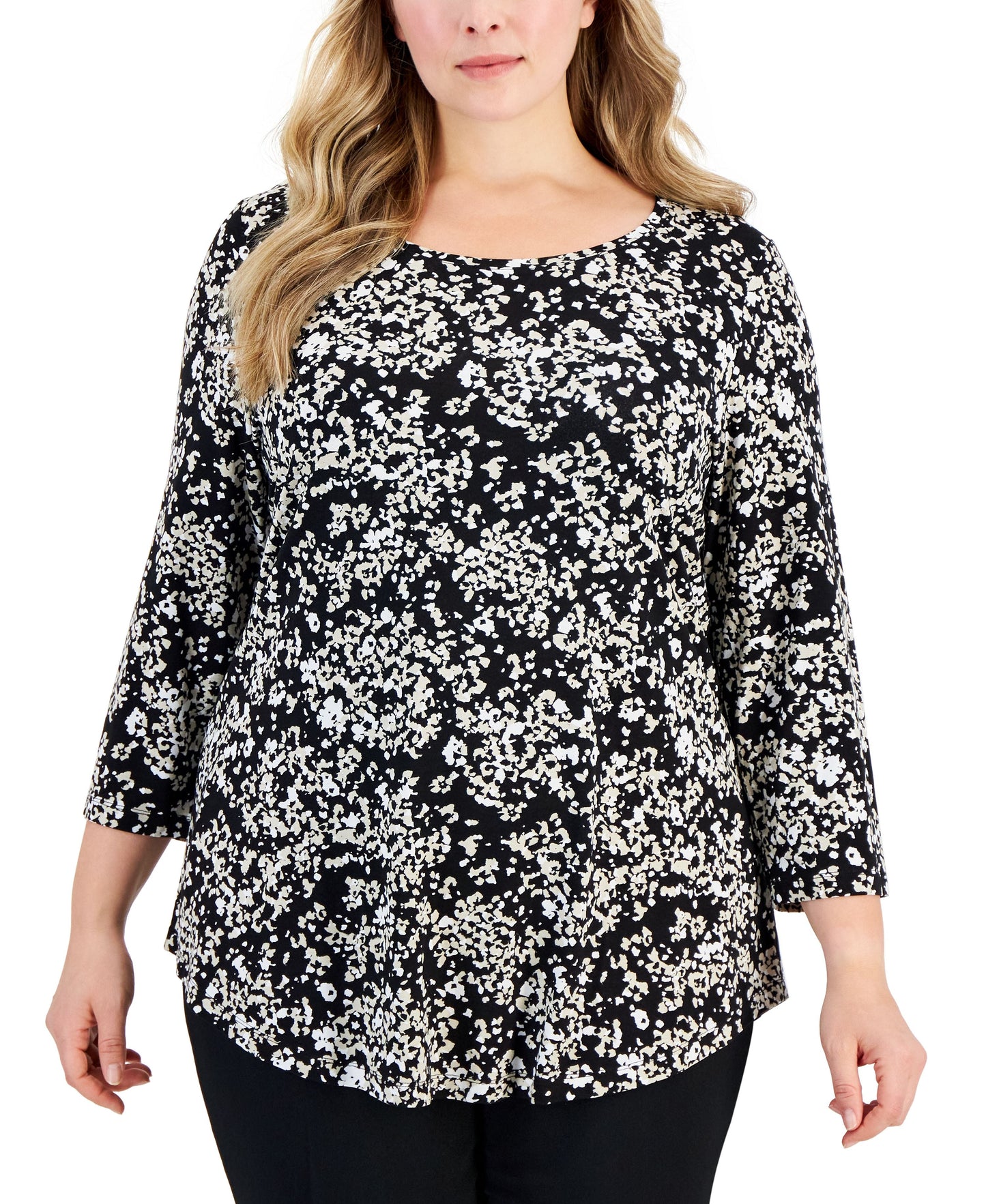 Plus Size Sea of Petals Scoop-Neck Top