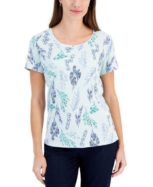 Women's Scoop-Neck Short-Sleeve Printed Top