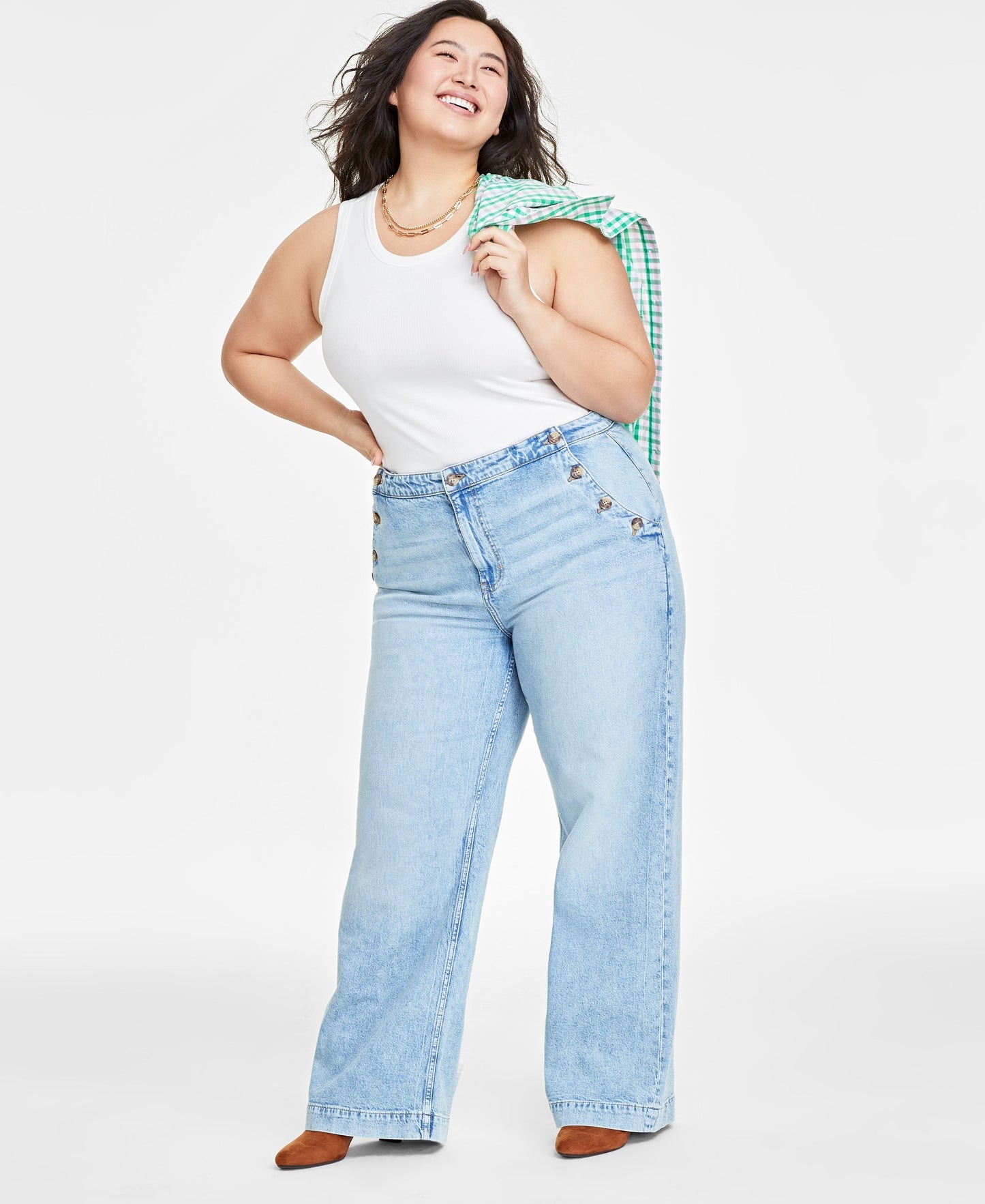 Plus Size Sailor High-Rise Wide-Leg Jeans