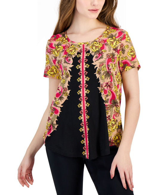 Petite Oaklyn Ornate Short-Sleeve Top