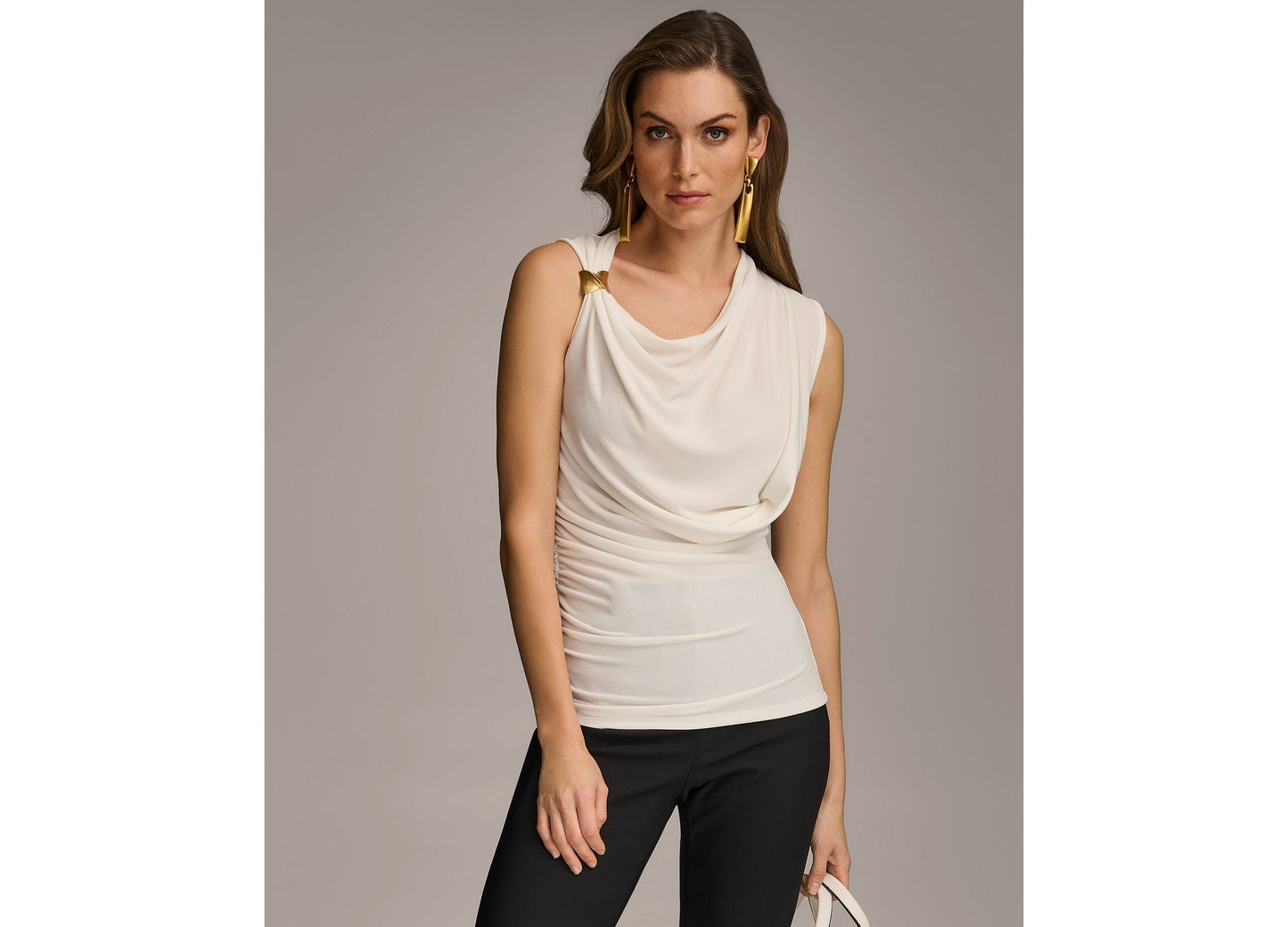 Donna Karan Women's Sleeveless Drape Front Top