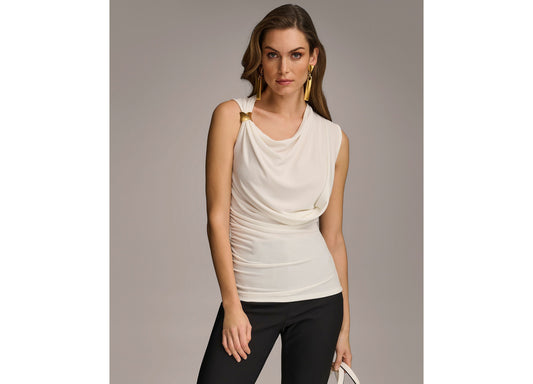 Donna Karan Women's Sleeveless Drape Front Top