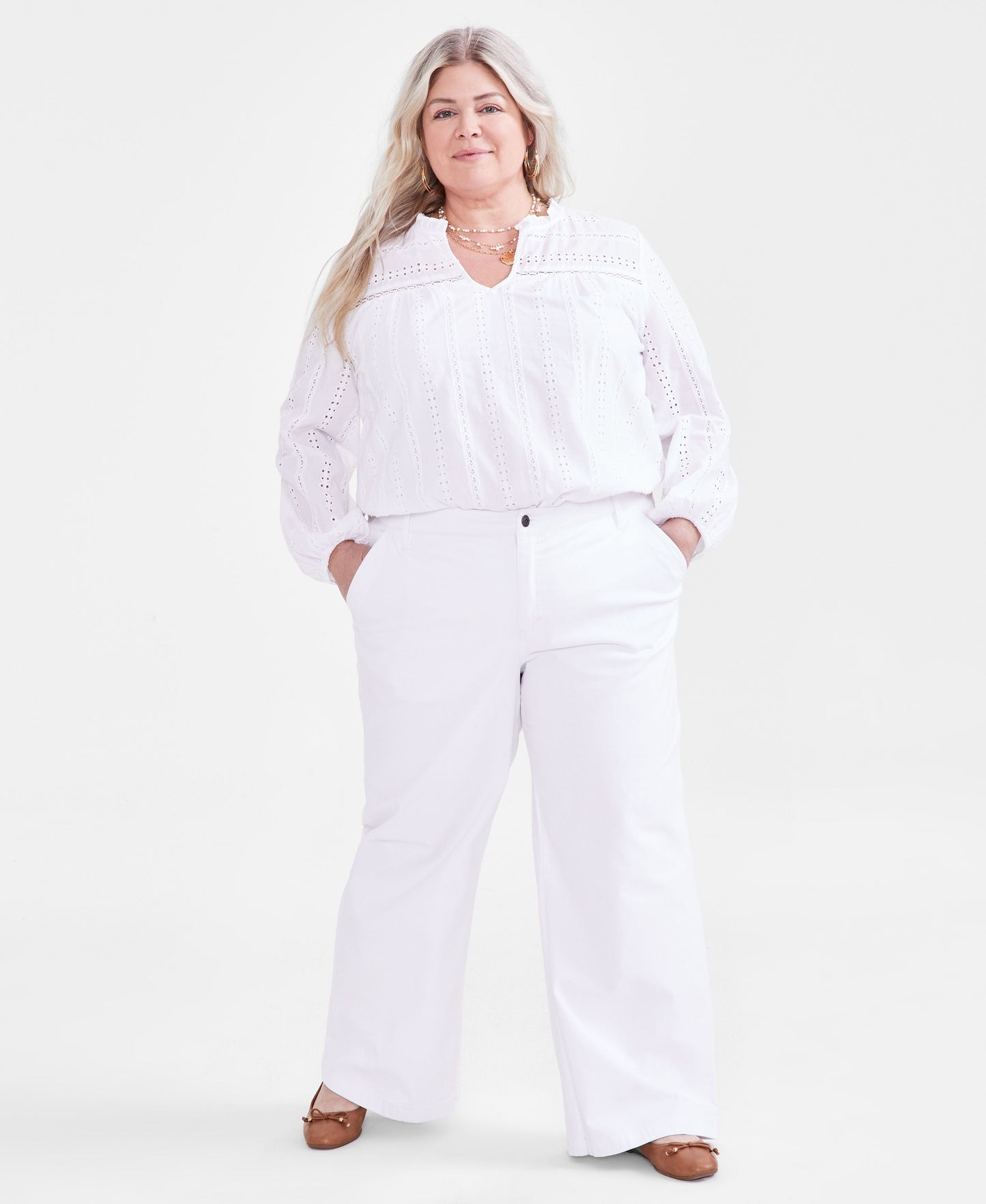 Plus Size High Rise Wide Leg Pants