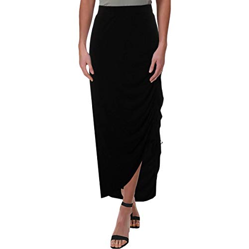 Style & Co. Womens Ruched Split Hem Maxi Skirt (Deep Black, M)