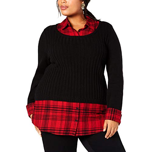 Plus Size Layered-Look Plaid Top