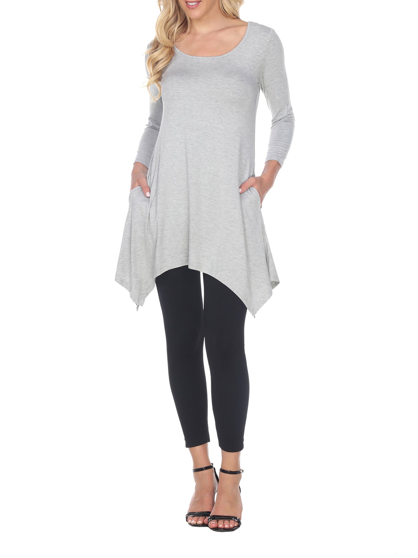 White Mark Womens Solid Color Tunic Top