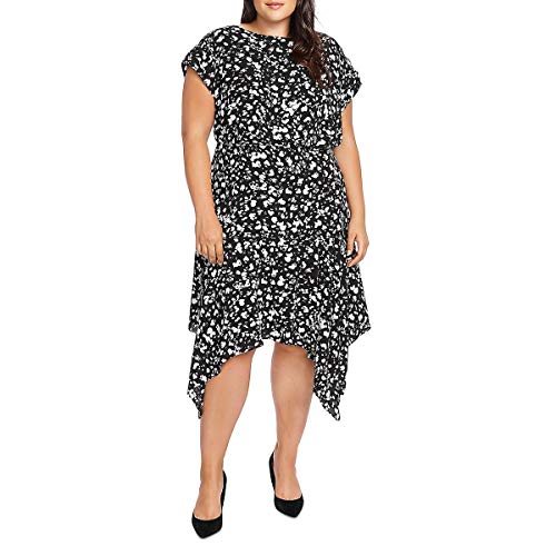 Plus Size Printed Handkerchief-Hem Dress
