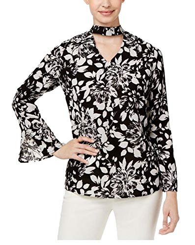 Ny Collection Floral Print Choker Blouse