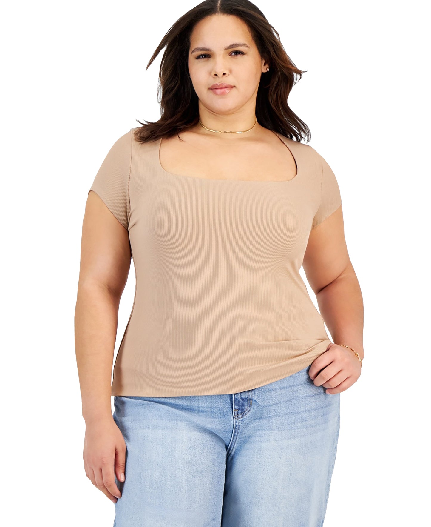 Trendy Plus Size Square-Neck Top