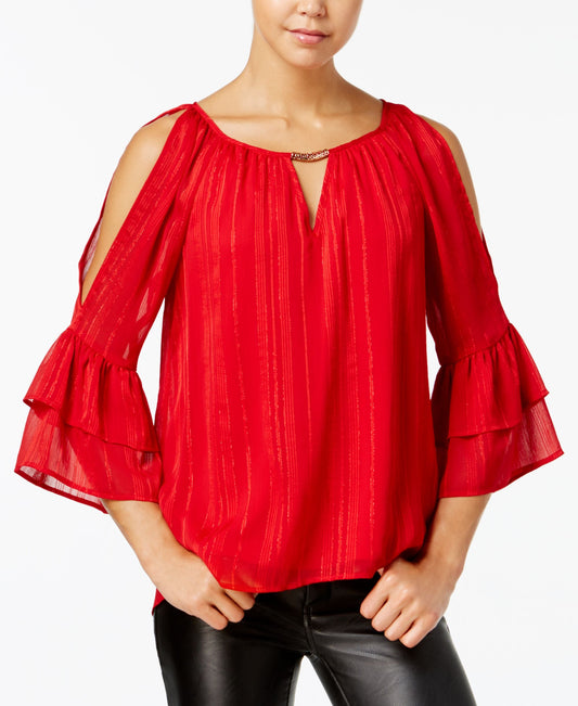 Bcx Juniors Ruffle Cuff Keyhole Top