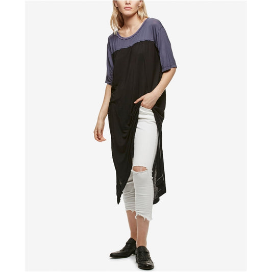 Free People Womens Jersey Colorblock Tunic Top Black S