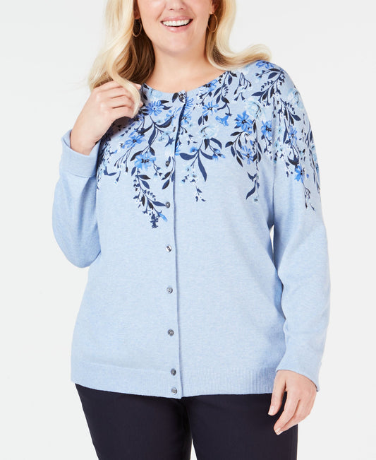 Plus Size Floral-Print Cardigan