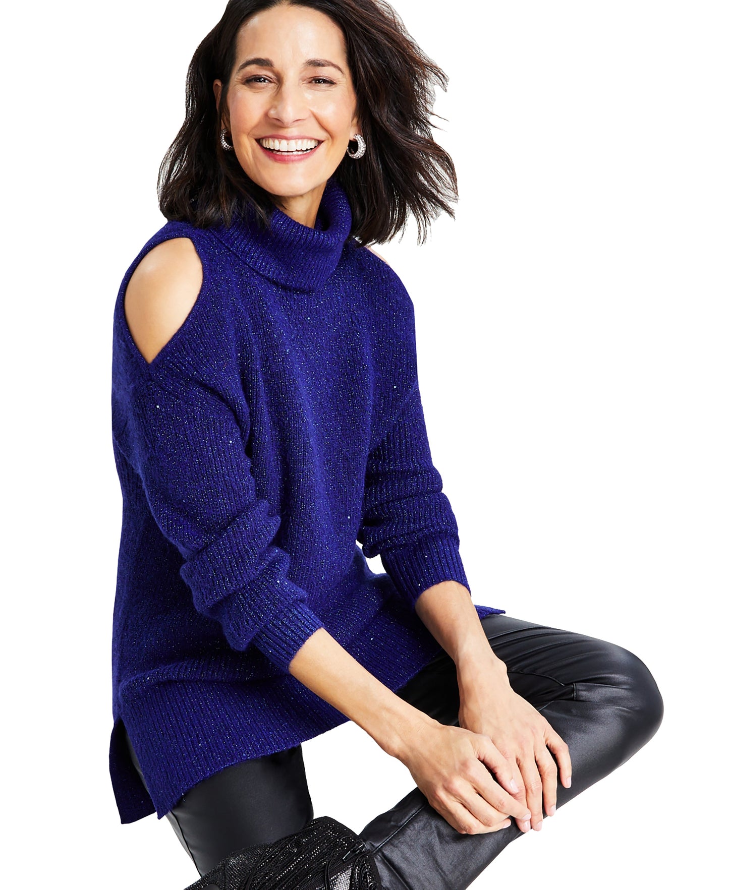 Women's Cold-Shoulder Turtleneck Sweater