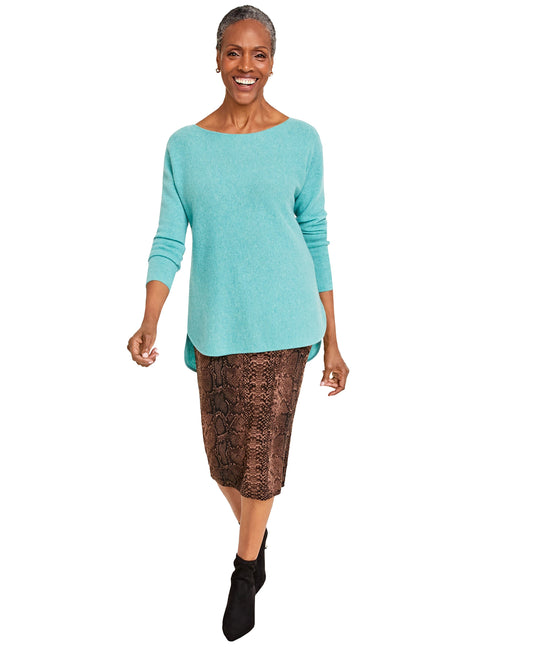 Petite 100% Cashmere Shirttail Sweater