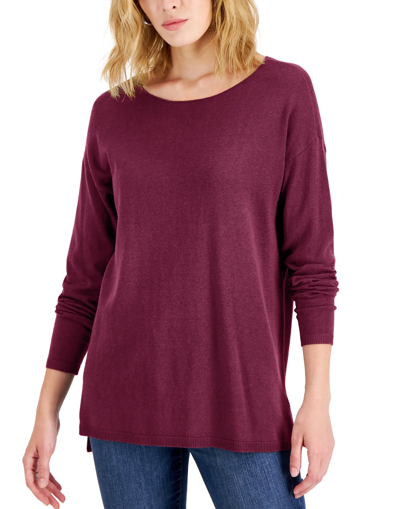 Petite Boat-Neck Tunic Sweater