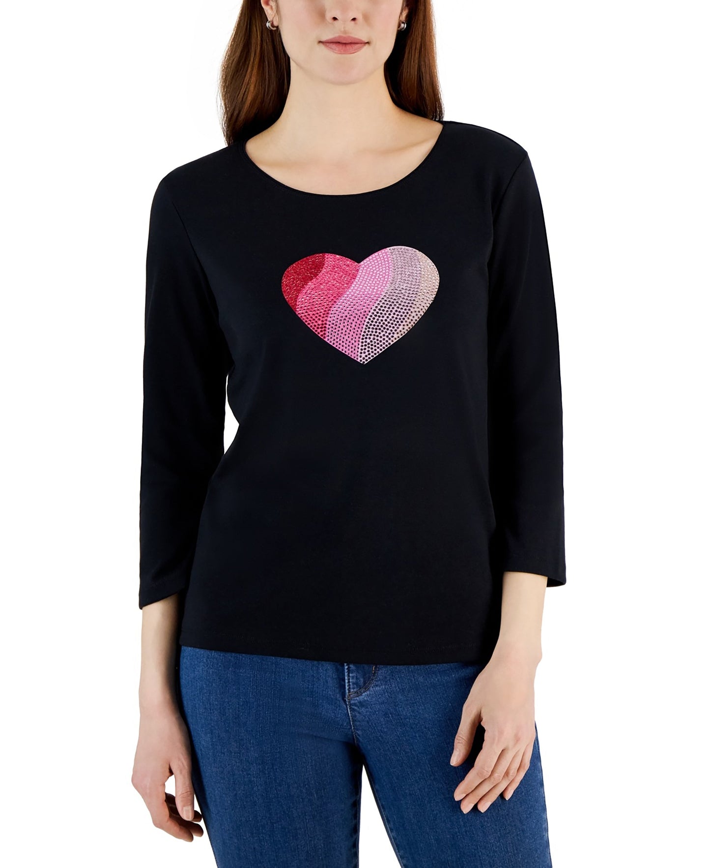 Women's Gem Heart Graphic Pullover Top