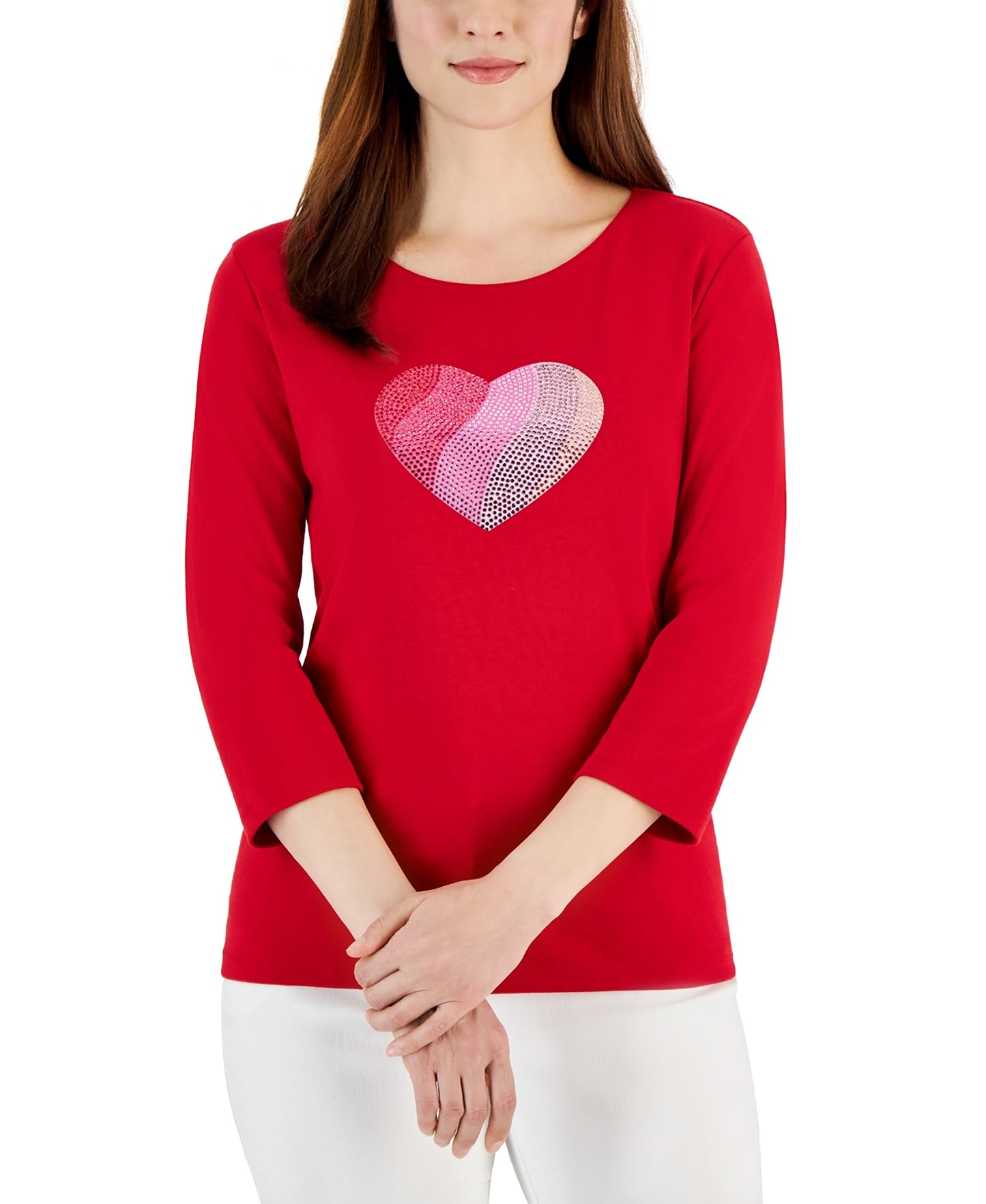 Women's Gem Heart Graphic Pullover Top