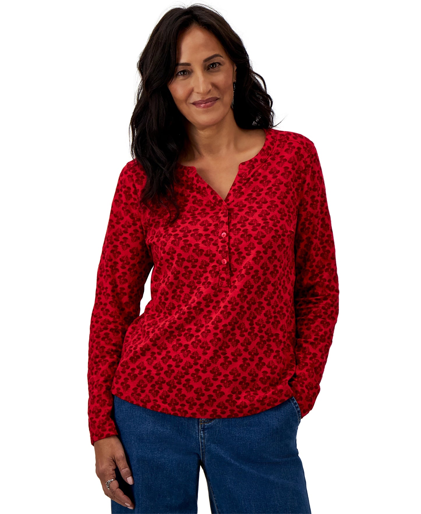 Petite Denise Floral-Print Cotton Top