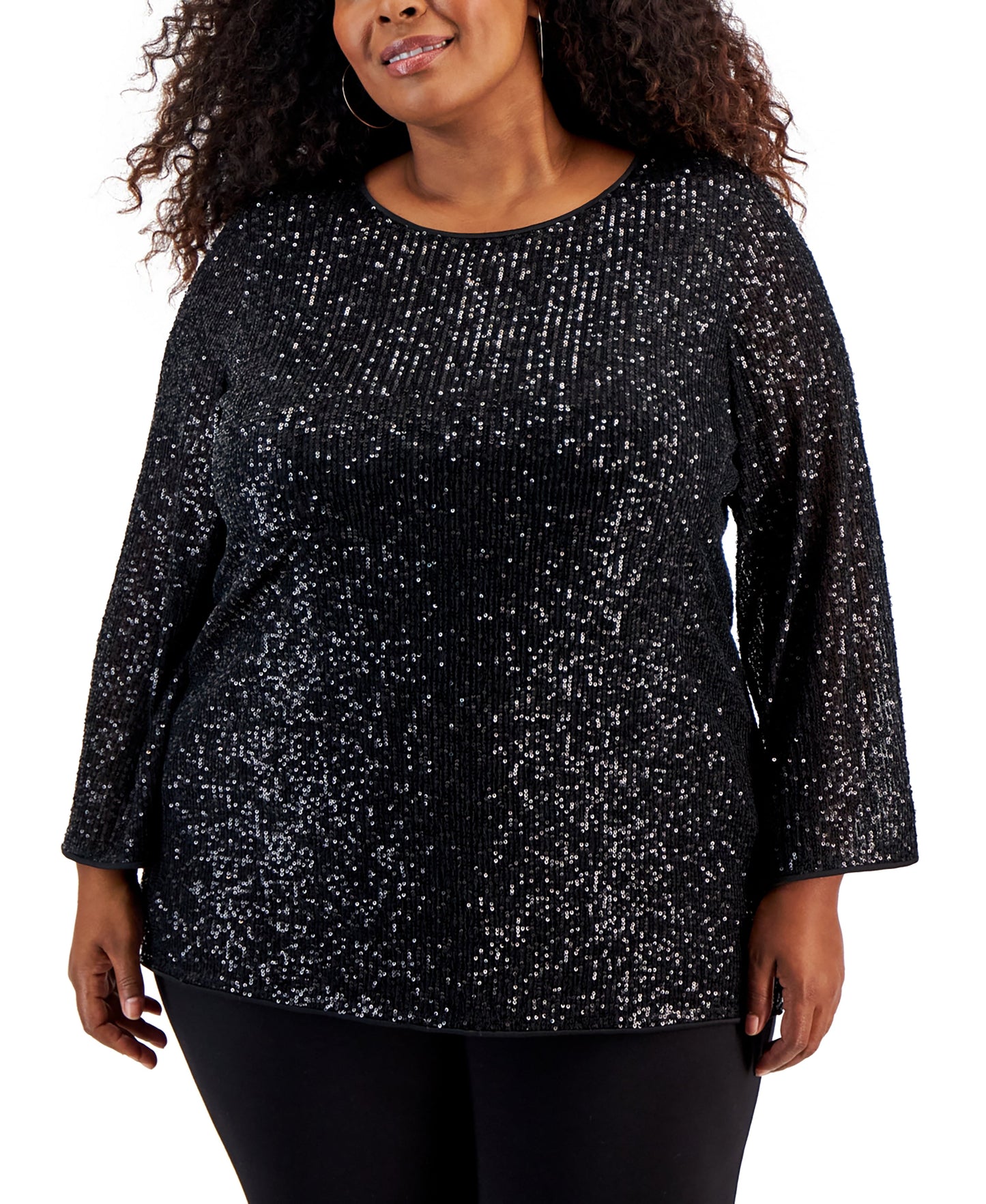 Plus Size Sequined Pullover Tunic