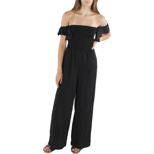 Riley & Rae Womens Ruched Wide Leg Jumpsuit