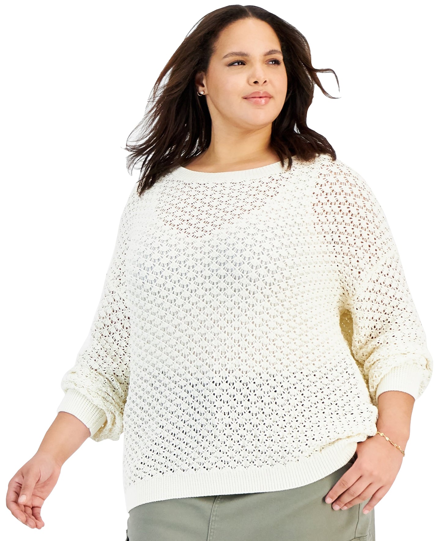Plus Size Crocheted Sweater