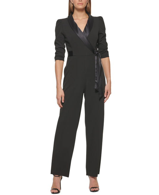 Side-Tie Collared Wrap Jumpsuit