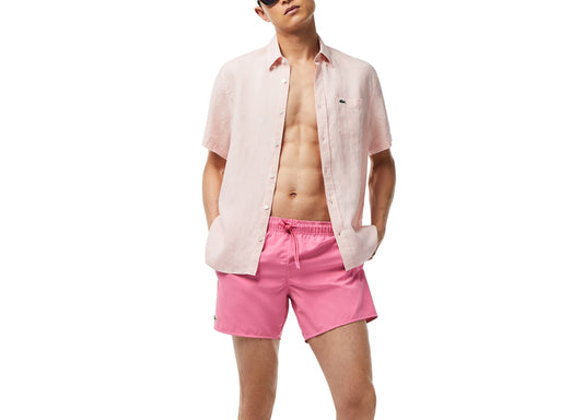 Lacoste Men's Light Quick-Dry Swim Shorts Reseda Pink/Green S