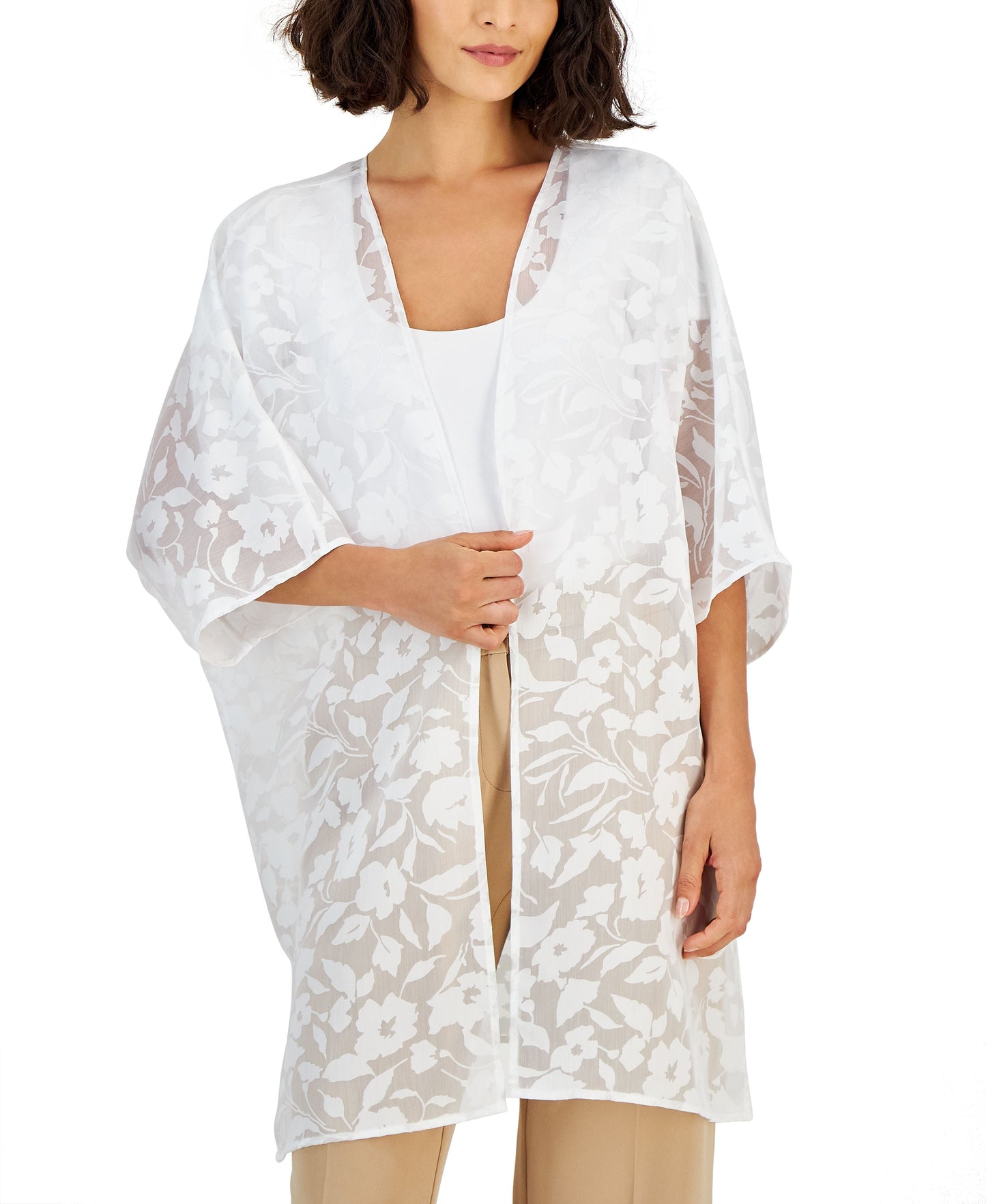 Women's Oversized Sheer Side-Slit Cardigan