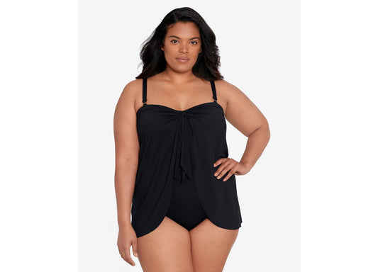 Plus Size Bandeau Flyaway One-Piece Swimsuit