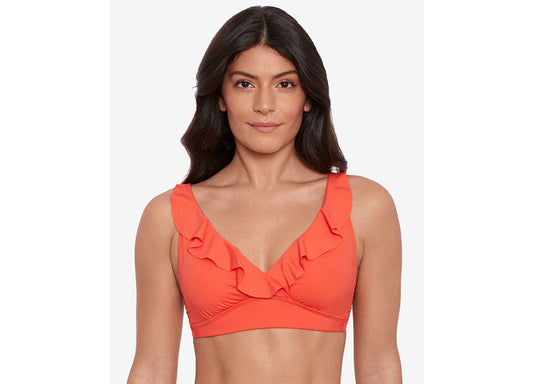 Beach Club Solid Ruffle Bikini Top