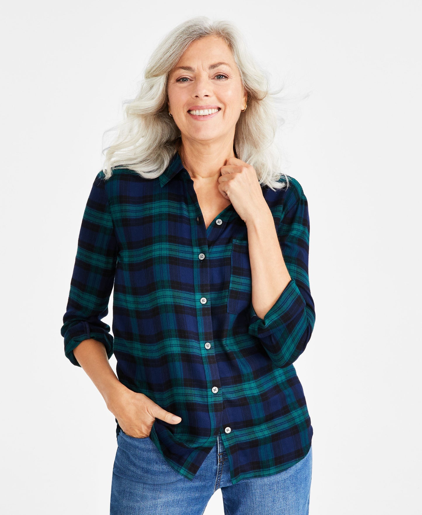 Women's Plaid Button-Up Shirt